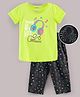 Sundae Kids Half Sleeves Top & Capri Set Music & Headphones Print - Green Black