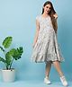 Bella Mama Cap Sleeves Maternity Frock Floral Print - Light Grey