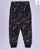 Kiwi Full Length Multicolor Dots Print Unisex Lounge Pants - Black