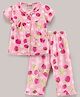 Sleepy Eyes 100% Combed Cotton Short Sleeves Night Suit Strawberry Print - Light Pink
