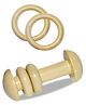 VParent Wooden Non Toxic Organic Teether Ring and Base Rattler Medium Size - Multicolour