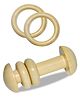 VParent Wooden Non Toxic Organic Teether Ring and Base RattlerLarge Size - Multicolour