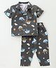 Smarty Half Sleeves Night Suit Rocket Print - Light Grey