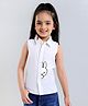 Kookie Kids Sleeveless Cotton Shirt Placement Print- White