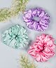 Arendelle Pack Of 3 Pastel Satin Scrunchies - Pink Purple Green