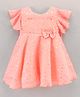 Twetoons Party Wear Flared Sleeves Frock Sequin Detailing - Orange