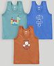 Zero Printed Sleeveless Vests Set of 3 - Rust Aqua Royal Blue