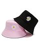 SYGA Double Sided Bucket Hat Unisex Sun Beach Cap Fishermans Hats Travel Summer Outdoor Cap Foldable Sunbonnet Bucket Hats Daisy Black & Pink - Diameter 27 cm