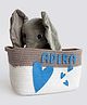 Yellow Doodle Hearts Organic Cotton Rope Basket Medium Size - Blue