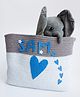 Yellow Doodle Hearts Organic Cotton Rope Basket Large Size - Blue
