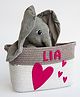 Yellow Doodle Hearts Organic Cotton Rope Basket Medium Size - Pink