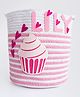 Yellow Doodle Magical Cupcake Organic Cotton Rope Basket Medium Size - Pink