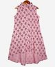 Kiddopanti Sleeveless Floral Motif Print High-Low Style Kurta - Peach