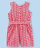 Pine Kids Cotton Biowashed Sleeveless Jumpsuit Check Pattern - Red