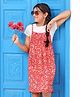 Pine Kids Half Sleeves Tee & Frock Floral Print - Red