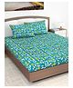 Divine Casa Floral Blend Cotton King Bedsheet with 2 Pillow Covers - Turquoise & Green