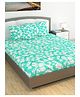Divine Casa Floral Blend Cotton Double Bedsheet with 2 Pillow Covers - Aqua Green & White