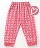 Teddy Full Length Lounge Pant Heart Print - Peach