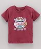 Cucumber Half Sleeves T-Shirt Baseball Print - Dark Red