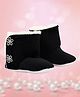 Coco Candy Floral Embellished Booties - Black