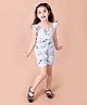 Pspeaches Cap Sleeves Coordinated Floral On Stripes Print Top & Shorts Set - Multi Color