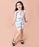 Pspeaches Cap Sleeves Coordinated Floral On Stripes Print Top & Shorts Set - Multi Color