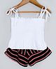 Pspeaches Tie-Up Sleeveless Smocked Top & Stripes Print Shorts Set - White & Black
