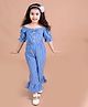 Pspeaches Half Sleeves Striped Jumpsuit - Blue