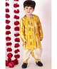 Little Bansi Full Sleeves Herringbone Motif Print Kurta And Dhoti - Yellow And Cream