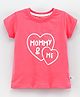 Ollypop Half Sleeves Top Heart & Text Print - Pink