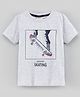 Lazy Bones Half Sleeves T-Shirt Skate & Text Print - Melange Grey