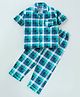 Fido Half Sleeves Checked Shirt & Pyjama Set - Blue