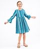 Primo Gino Three Fourth Sleeves Frock Geometric Design - Blue