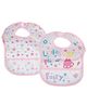 Baby Moo Feeding Bibs With Crumb Catcher Waterproof Flower Fairy Print Pack Of 2 - Pink