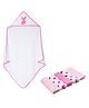Baby Moo Hooded Towel And 5 Wash Cloth Mrs Fox Heart Print - Pink White