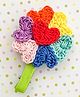 Bobbles & Scallops Crochet Hearts Bouquet On Alligator Clip - Multi-Color