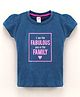 Pink Rabbit Short Cap Sleeves Top Text Print - Dark Blue