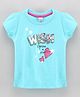 Pink Rabbit Short Cap Sleeves Top Text Print - Turquoise