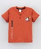 Grab It Half Sleeves T-Shirt Goofy Print - Brick Red