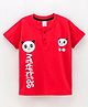 Grab It Half Sleeves T-Shirt Panda Print - Red