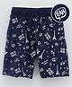 Grab It Knee Length Shorts Guitar Print - Navy