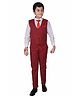 P-MARK Full Sleeves Shirt With Stripes Print Waistcoat & Pants Set - Maroon
