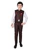 P-MARK Full Sleeves Shirt With Waistcoat & Pants Set - Maroon