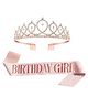 SYGA Birthday Girl Sash And Rhinestone Tiara Kit - Rose Gold