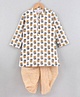 Babyhug Full Sleeves Cotton Kurta & Dhoti Set Printed - Off White