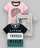 Mini Donuts Half Sleeves T-Shirts Text Print Pack of 3 - Grey Peach Green