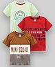 Mini Donuts Half Sleeves Cotton T-shirt Printed Pack of 3 - Green Red Brown