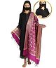 Zelena Three Fourth Sleeves Maternity Kurta With Palazzo & Brocade Dupatta With Mask - Black