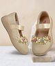 KazarMax Kids Girls Ballet Flat Ballerina Flower Embellished Peep Toes- Beige