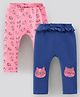 Bonfino Ankle Length Cotton Leggings All Over Printed Pack of 2 - Pink Blue